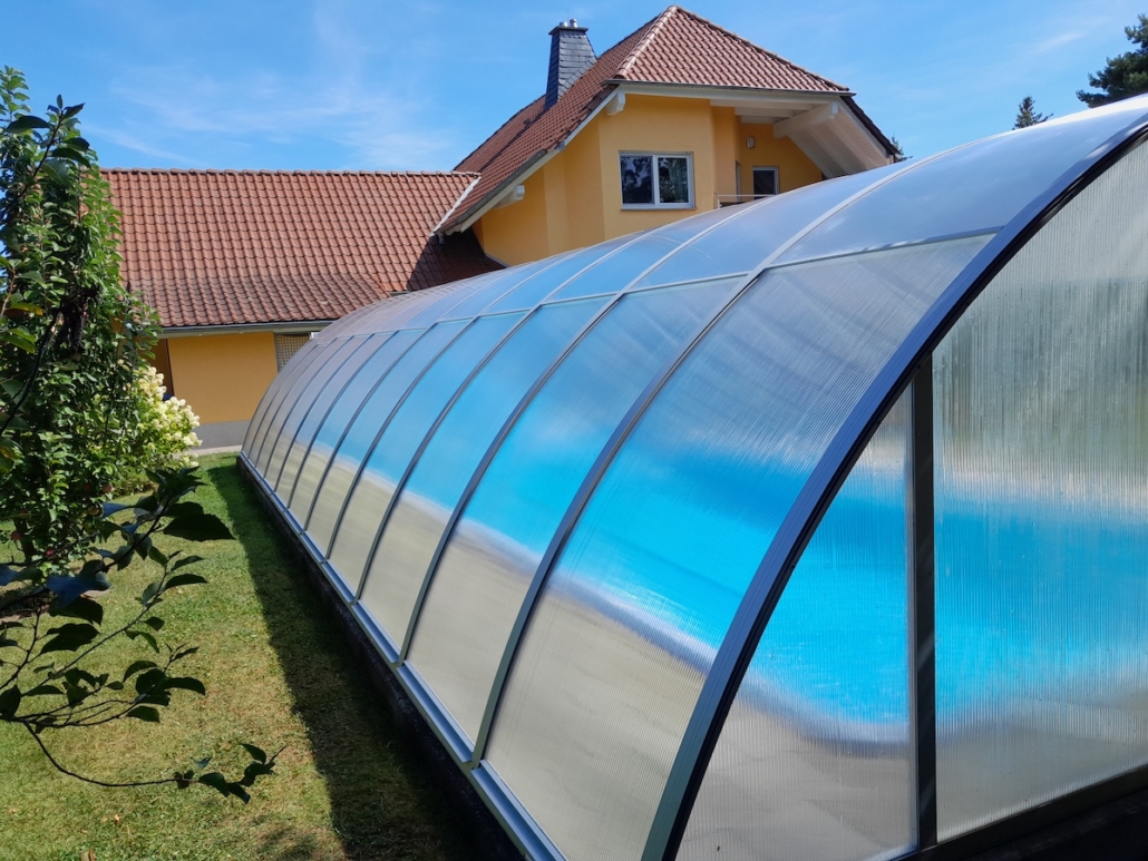 Plattentausch Poolüberdachung VARIO fix